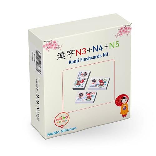 MoMo Nihongo - JLPT N3 N4 N5 Kanji Flashcards 日本語能力試験with English (Combo 漢字 N5 N4 N3 English) 1枚目 画像