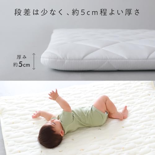 プッパプーポ 寝返り ごろ寝マット+専用敷きパッドセット 120×120cm 天竺 キルトパッド プレイマット ベビー マット リビング ラグ 赤ちゃん 敷布団 ベビーマットレス お昼寝 18アイボリー 最後 画像