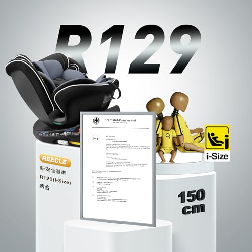 Reecle チャイルドシート 360° 回転式 新生児~12歳頃 新安全基準R129適合 ISOFIX対応 シートベルト固定 (ブラック) 中間 画像