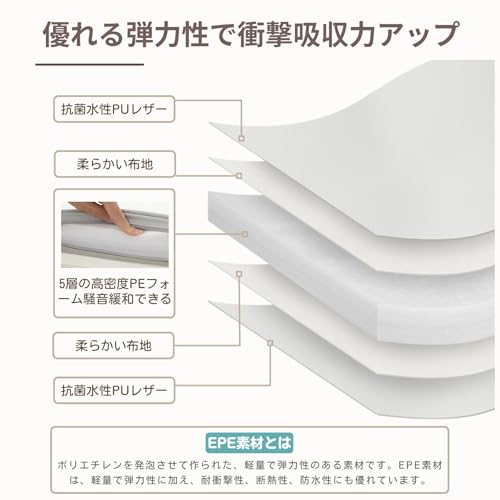 GU MODE プレイマット ベビーマット ベビープレイマット 折りたたみ 厚み4cm 収納しやすい 厚手 折りたたみ ノンホルム 防水 防音 マット (グレー・ホワイト, 120x160㎝) 中間 画像