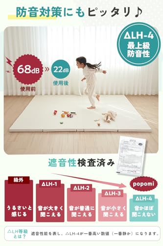 【ひよこクラブ掲載】popomi（ポポミ） 抗菌プレイマット CLEAN (アイボリー, 120×160cm) 中間 画像