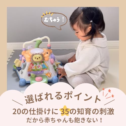 トイローヤル たのしく知育! やみつきボックス+ ( 知育玩具 / 指先遊び / 発育 ) パステルカラーが可愛い ( 音が鳴る / ぴかぴか 光る ) 0歳 1歳 2歳 赤ちゃん向けおもちゃ 中間 画像