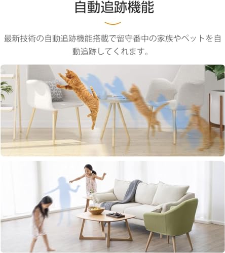 【300万画素・自動追尾】Imou ペットカメラ 監視カメラ 見守りカメラ 24時間録画 双方向通話 接続簡単 防犯カメラ 室内 留守番カメラ 360度カメラ 動体検知 暗視撮影 遠隔操作 SDカード/クラウドストレージ/NVR ネットワークカメラ ベビーモニター 高齢者/子供介護 ホームカメラ Alexa対応 WiFi 2.4GHz Ranger 2C 中間 画像