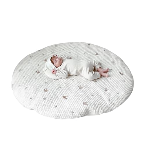 Figfey プレイマット ベビーマット お昼寝 サニーマット イブル 円形 洗える 綿 コットン キルティング オールシーズン 付け替え カバー ベビー 赤ちゃん 出産祝い 月齢フォト (約直径85×厚さ3cm) 1枚目 画像