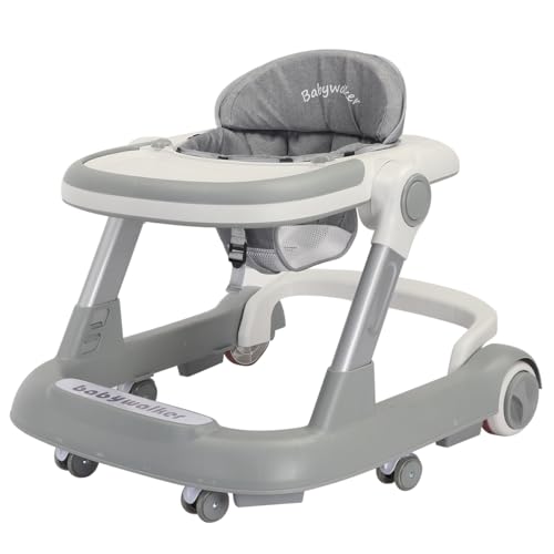 UBRAVOO 歩行器 2in1 ベビーウォーカー 赤ちゃん 折りたたみ 高さ調整可能 手押し車 横転防止 コンパクト 収納便利 ベビー用品 おしゃれ 出産祝い プレゼント 6~18か月 (はいいろ) 1枚目 画像