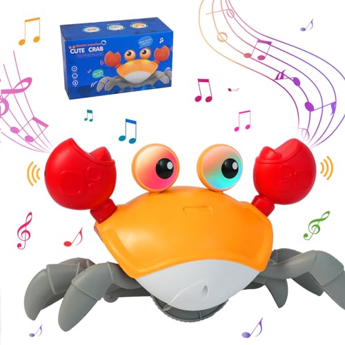 音楽這うカニ、シミュレーションカニおもちゃ、自動的に障害物を回避する、インタラクティブな学習と開発のおもちゃ、LEDライト付き、USB充電式 画像1