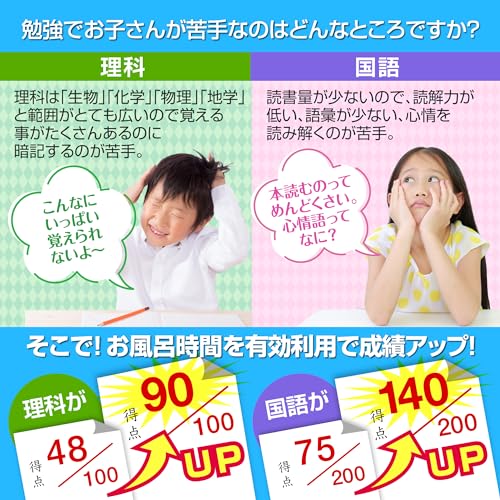 お風呂の学校 セット価格 中学受験マスター理科／心情語 お風呂ポスター２種類セット 日本製 理科 国語 学習 知育 B3サイズ 防水 中間 画像