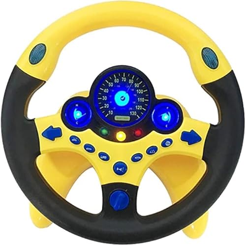 KASAMEIDOU ハンドルおもちゃ ドライブハンドルおもちゃ 知育玩具 ミュージックでGO のりのりドライブハンドル 子供 誕生日 クリスマス プレゼント 日本語説明書付き 英語発音6+ (イエロー) 画像1