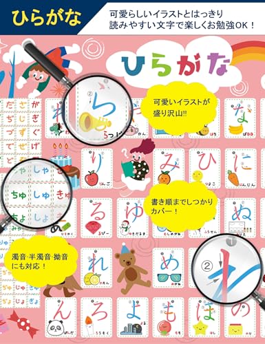 キューブドクター ひらがな あいうえお アルファベット 英語 お風呂 ポスター お得4枚セット B3サイズ あいうえお表 中間 画像