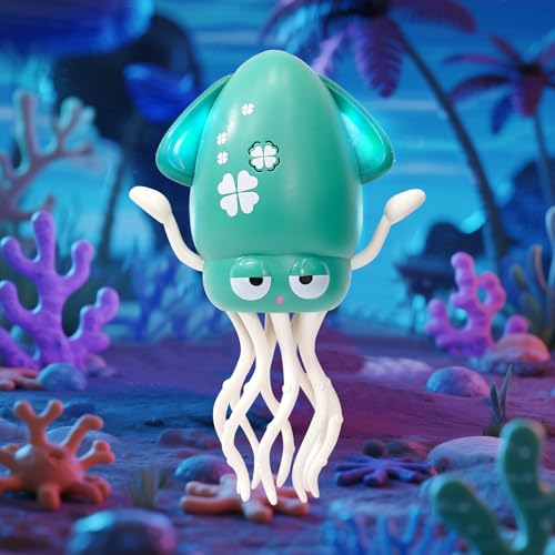 ダンシング イカおもちゃ 動く 電動おもちゃ 踊るタコ LEDライト＆音楽付き 子供向けロボット 障害物回避センサー搭載 動く 踊る 玩具 シェイク ダンシング 知育玩具 プレゼント (シアン) 中間 画像