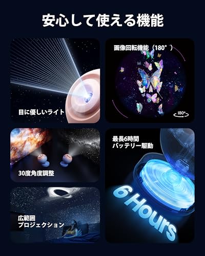 POCOCO プラネタリウム 家庭用 スタープロジェクターライト ベッドサイドランプ 5K超高透過レンズ（95%）＆200万画素回転ディスク タイマー機能付き 交換可能な光学フィルムディスク付き 子供 安眠サポート プレゼント おしゃれ インテリア ギフトに最適 (ブラック) 中間 画像