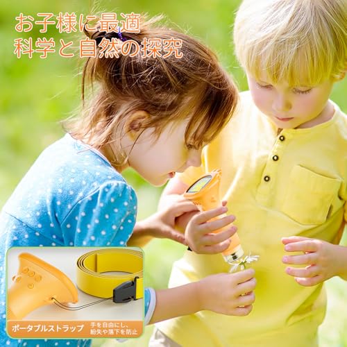 子供用顕微鏡、SKYBASIC 2インチ IPSスクリーン 1000倍 ハンドヘルドデジタルマイクロスコープ HDポケットポータブルミニUSB顕微鏡カメラ PC対応 科学教育 楽しい誕生日プレゼント 子供 学生向け-オレンジ 中間 画像