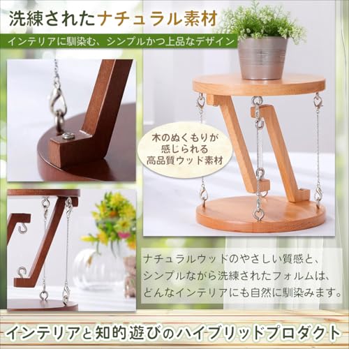 SALUDABLE テンセグリティ インテリア 浮遊 テーブル 組み立て 知育玩具 木製 物理 構造 (ダークブラウン) 中間 画像