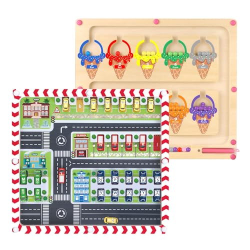 モンテッソーリ 知育玩具 磁石 おもちゃ 2 in 1マグネット式 カラー＆ナンバーメイズ モンテッソーリ幼児教育用 知育玩具 磁石遊び 発達支援 玩具 画像1