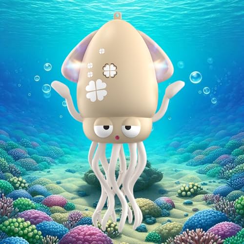 イカ おもちゃ タコオタパス 踊る 赤ちゃん おもちゃ 動く 知育玩具 音楽＆LEDライト付き 自動障害物回避 プレゼント 子供向け 赤ちゃんの注意を引く (ベージュ) 画像1