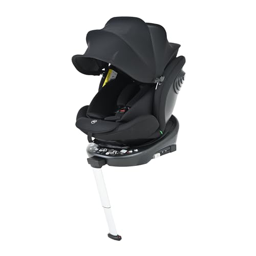 OSJ 新安全基準R129適合 チャイルドシート ISOFIX 360度回転式 0歳〜12歳頃 (身長40〜150cm) サポートレッグ搭載 サンシェード付 ジュニアシート ベビーシート ロングユース 取付簡単 洗える【ブラック】 1