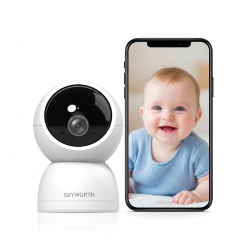 Skyworth ペットカメラ iphone対応 1440p 見守りカメラ ベビーモニター スマホ連動 ネットワークカメラ 赤ちゃん カメラ 録画機能付き 監視カメラ 室内 赤ちゃん モニター ベビー/ペット/高齢者 双方向通話 家庭 1