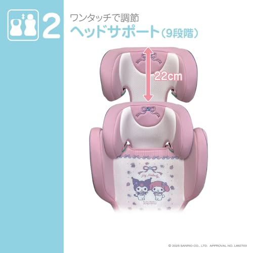 ハイバックジュニア マイメロディ＆フラワー 100cm～150cm チャイルドシートの特徴・詳細 画像