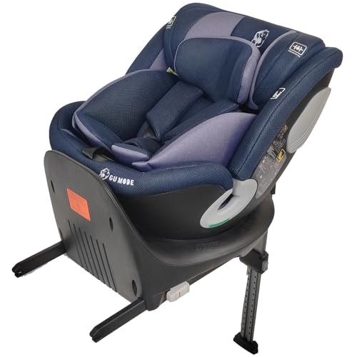 ＧＵ ＭＯＤＥ チャイルドシート ジュニアシート 新生児～12歳頃（身長40-150cm）（0-36kg）360° 回転式 ISOFIX対応 R129適合 サポートレッグ付き シートベルト固定 ロングユース 取付簡単 5年保証 メッシュタイプ (メッシュブルー/シェード無し) 1