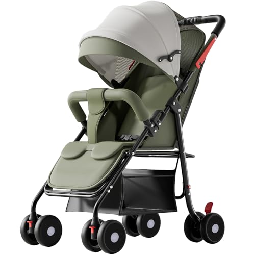 MODONG ベビーカー b型 軽量 コンパクト 折りたたみ 収納 新生児向け けいりょう 簡易ベビーカー しんせいじこう 乳母車 baby car baby stroller 新生児7か月~48か月まで (グリーン) 1