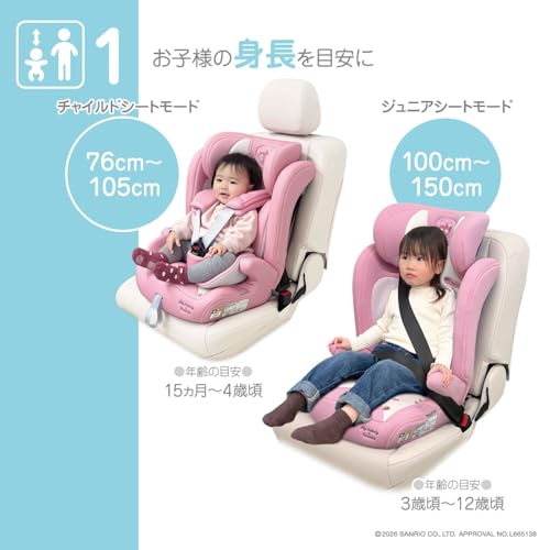 ハーネスジュニアネクスト/マイメロディー&クロミ 76cm〜150cm チャイルドシート R129の詳細・まとめ 画像