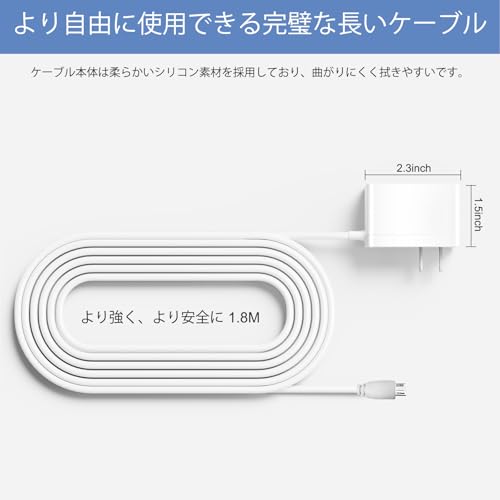 ACアダプター 対応パナソニックベビーモニターKX-HC705-W、KX-HDN105-W、PNWYC800K01、KX-MU705-W Baby Monitor交換MicroUSBプラグ充電コードの特徴・詳細 画像
