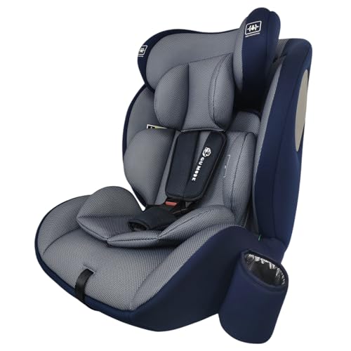 ＧＵ ＭＯＤＥ チャイルドシート ジュニアシート 1歳頃～12歳(身長76-150cm) R129適合 5年保証 保温保冷ドリンクホルダー付き ロングユース ヘッドレスト13段階調整可能 取付簡単 メッシュタイプ (ブルー) 1