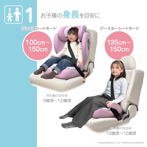 ハイバックジュニア マイメロディ＆フラワー 100cm～150cm チャイルドシートの詳細・まとめ 画像