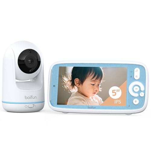 【2026 新登場 1080p 高清・WiFi 不要・5 インチの大画面】BOIFUNベビーモニター 見守りカメラ 双方向通話 みまもりカメラ 温度検知 ベビーセンサー 出産祝いに最適 モニター 夜間育児安心 暗視機能強化 暗闇でも鮮明撮影 赤ちゃん寝てる間リアルタイム確認 ベビールーム専用 初産ママ向け 設定簡単 長距離受信対応 1
