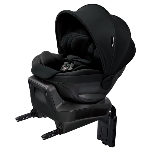 カーメイト(エールベベ) チャイルドシート 安全基準(R129) ISOFIX 回転式 新生児から使える クルットR ST ブラック ジャンピングハーネス搭載 BF170 サンシェードMの外観・全体像 画像