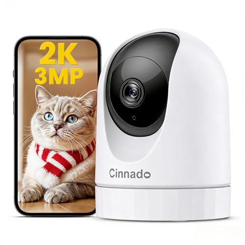 Cinnado【見守り2025モデル】D1ペットカメラ 300万画素 2K ベビー/犬/猫モニター 遠隔確認 自動追尾 ワイヤレス室内防犯 パン/チルト監視360度 ベビー 老人 子供 ペットみまもり 2.4GWi-Fi対応 スマホ対応 iphone対応 アプリ通知 Alexa対応 動体/AI検知 双方向音声通話 ナイトビジョン暗視 SDカード録画対応 常時録画可能 クラウド保存 白 3年保証 1