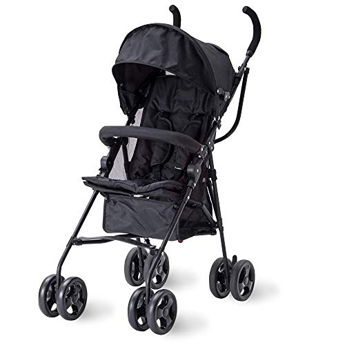アイリスプラザ ベビーカー おでかけバギー B型 折りたたみ アルミ 軽量 ハイシート (年中使える) 大型タイヤ 日よけカバー ブラック 7か月~ 88-1037 1個 (x 1)の外観・全体像 画像
