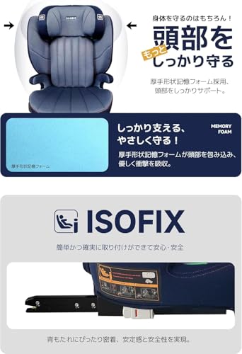 ＧＵ ＭＯＤＥ ジュニアシート チャイルドシート ISOFIX 2wayモデル 3歳頃～12歳(身長100-150cm) 新安全基準R129適合 5年保証 カップホルダー付 シートベルト固定 背もたれ取り外し可 メッシュタイプ (はちみつベア)の特徴・詳細 画像