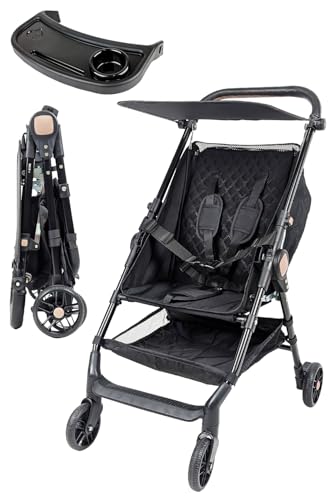 [MRG] ベビーカー 軽量 コンパクト 折りたたみ 収納付き リクライニング 耐荷重50kg セカンドベビーカー バギー 持ち運びやすい 旅行用 ベビー 赤ちゃん 子ども用 (ブラック) 1