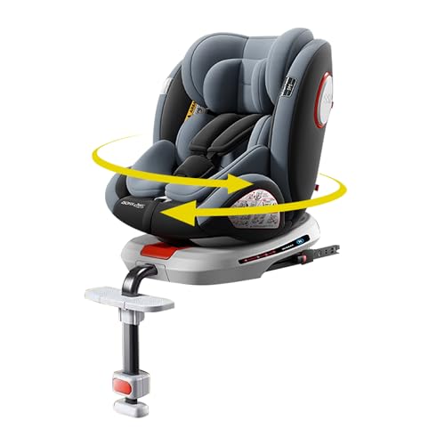 HZDMJ チャイルドシート 360度 回転式 ISOFIX対応 シートベルト固定 成長に合わせて使える 新生児から12歳頃 (0-36kg) ジュニアシート ベビーシート 乗り降りらくらく ヘッドレスト11段階調節 シートベルト 取り付け簡単 EU安全基準 ECE認証済み 二年保証の外観・全体像 画像