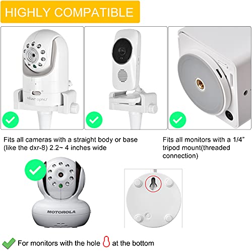 ベビーモニターマウントカメラシェルフ 幼児用光学機器 DXR 8 およびその他のほとんどのベビーモニターと互換性があります。ユニバーサルベビーカメラホルダー、ベビーベッドの棚や家具に取り付けられます(ホワイト)の詳細・まとめ 画像