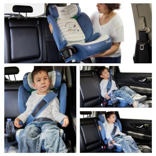 ＧＵ ＭＯＤＥ ジュニアシート チャイルドシート ISOFIX 2wayモデル 3歳頃～12歳(身長100-150cm) 新安全基準R129適合 5年保証 カップホルダー付 シートベルト固定 背もたれ取り外し可 メッシュタイプ (はちみつベア)の特徴・詳細 画像
