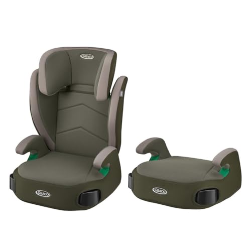 Graco(グレコ) ジュニアシート ブースターシート シートベルト固定 ジュニアプラスネクスト R129適合 3歳半頃～12歳頃まで カップホルダー付 背もたれ取り外し可 (フォレストカーキ) 2198155【販売店限定】 1