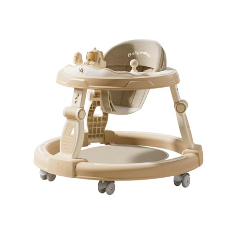 [Luvian] 歩行器 赤ちゃん ベビーウォーカー 折りたたみ つかまり立ち 歩行練習 赤ちゃん 1歳 高さ調節3段階 横転防止 固定可能 食事用プレート付き 手押し車 つたい歩き・出産祝い ギフトに最適 1