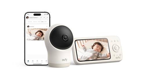 【BabyTech Awards 2025-26 認定商品】 Anker Eufy (ユーフィ) Baby Monitor C10(ベビーモニター) 約300万画素/2K 4倍ズーム/動作・室温検知/モニター/24時間録画/夜間撮影/Wi-Fi不要/首振り/赤ちゃん/子供/見守り/出産祝い/プレゼントの外観・全体像 画像