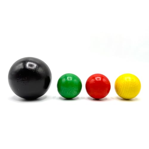 木製 カラーボールと黒玉 4個セット 日本製 60mm/37mm 玉 木球 知育玩具 木の玉 クーゲルバーン からくり 装置 1