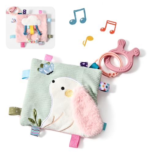 Mamimami Home ベビー 布おもちゃ 知育タグ付き おしゃぶりタオル うさぎ カミカミ期 赤ちゃん おもちゃ 吊り下げリング付 寝かしつけ 出産祝い 新生児 0歳 ギフト 1