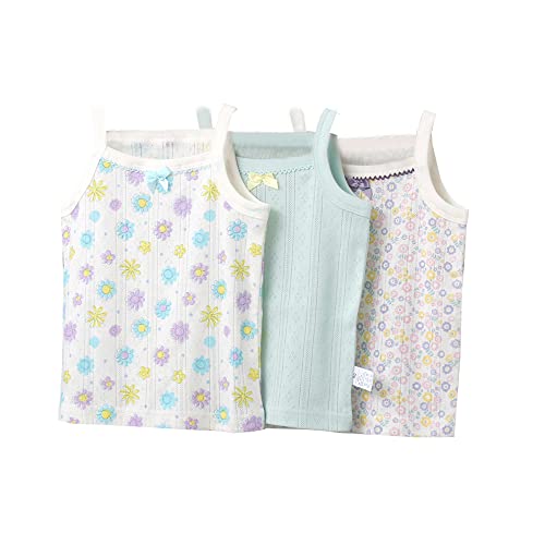 [Baby koi] ベビー服キャミソールタンクトップ女の子ガールズキッズメッシュ柄三枚組贈り物肌着花柄80cm 1