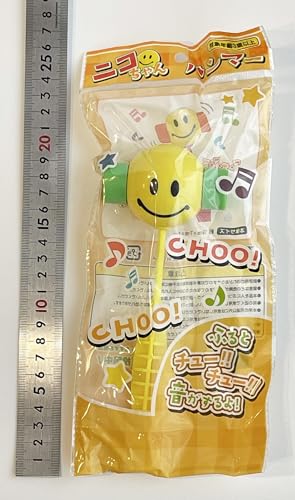 【振るとチューチューかわいく鳴ります】 ニコちゃんハンマー 音が鳴る楽しいおもちゃです 子供の遊びに 軽量な安全設計 室内遊びのバリエーションに 2色ランダム 本体サイズ約19×7×5cmの特徴・詳細 画像