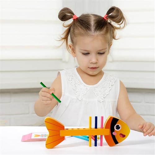 微細運動トレーニング木製フィッシュボーンおもちゃ、色認識アクティビティ付き、就学前の学習と遊び用微細運動発達木製の特徴・詳細 画像