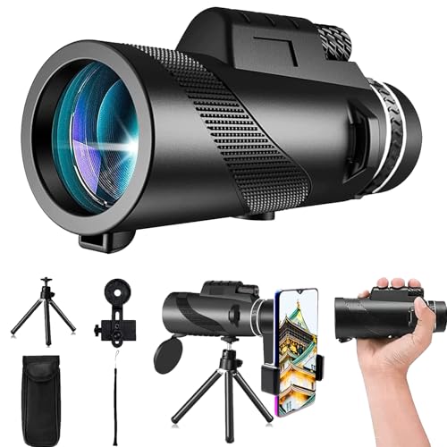 80x100 単眼鏡 高倍率 望遠鏡 スマホ望遠レンズ 高倍率 スマホレンズ 小型 片手操作 品質な視界 写真撮る 単眼望遠鏡 高級Bak4プリズム 高透過率 防水 広角レンズ 伸縮式三脚、携帯電話ホルダー、キャリングポーチ、野球観戦、 バードウォッチング 日本語取扱説明書付き 1