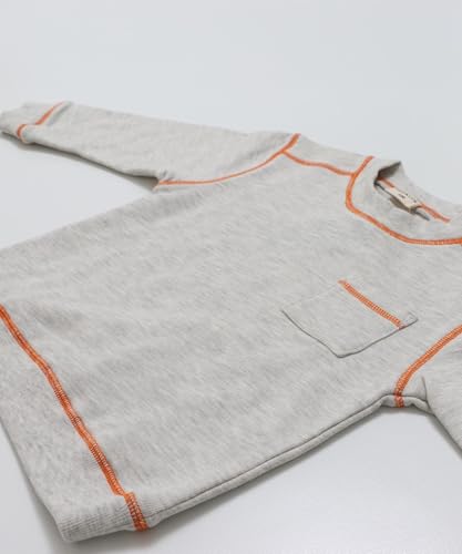 [chil2] キッズ ビッグシルエット トレーナー 無地 裏毛 子供服 ベビー服 男の子 女の子 長袖 配色ステッチ スウェット 胸ポケット 11258581-160OMの特徴・詳細 画像