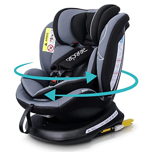 Reecle チャイルドシート 360° 回転式 新生児~12歳頃 (0~36kg) ISOFIX対応 シートベルト固定 (ブラック) 1