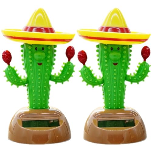ソーラー置物 太陽光発電 車内 飾り 動き ソーラーおもちゃ サボテン フィギュア 庭 ホーム オフィス かわいい 癒し系 インテリア 贈り物 2個セット 1