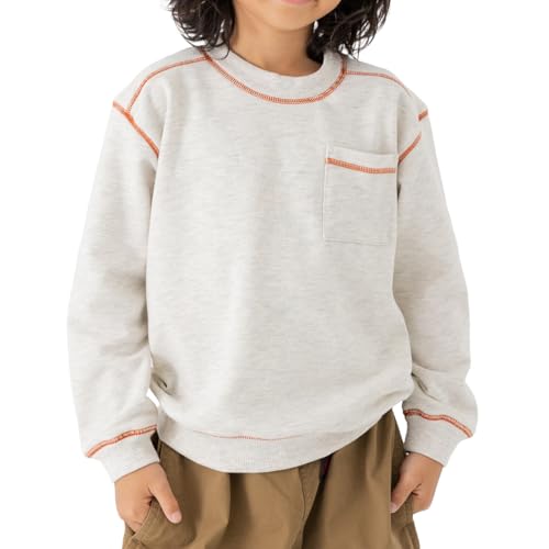 [chil2] キッズ ビッグシルエット トレーナー 無地 裏毛 子供服 ベビー服 男の子 女の子 長袖 配色ステッチ スウェット 胸ポケット 11258581-160OM 1